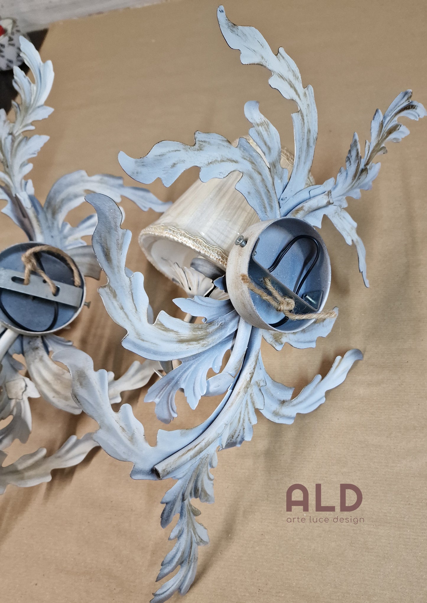 Coppia di applique 1 luce in stile shabby chic per camera da letto ingresso e14