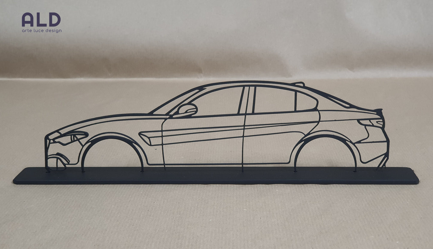 Alfa romeo Giulia silhouette laser in ferro sagoma modellino auto arredamento