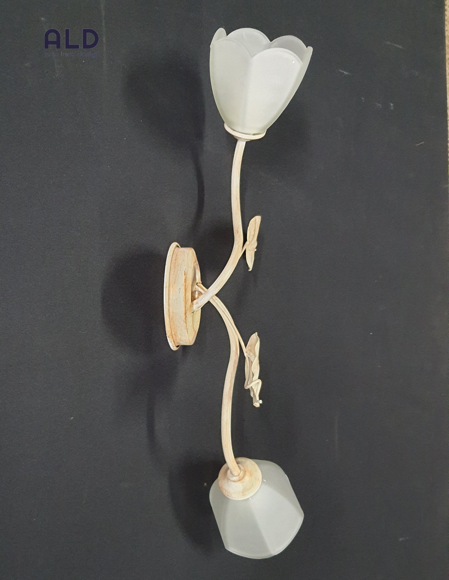 Plafoniera classica in ferro battuto avorio e oro lampada a soffitto 2 luci e14