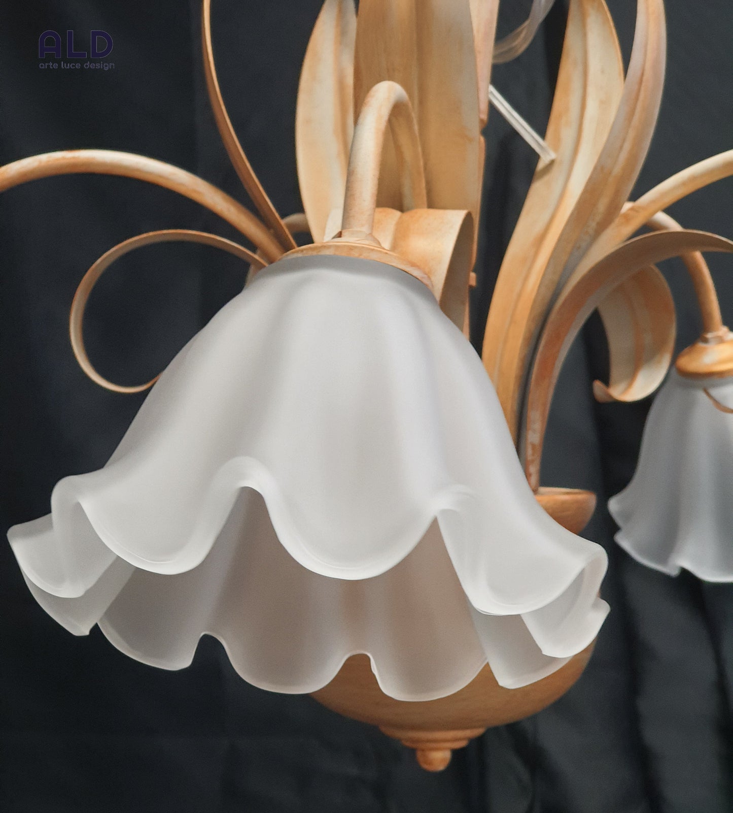 Lampadario classico in legno e ferro battuto per cameretta ingresso 5 luci e14