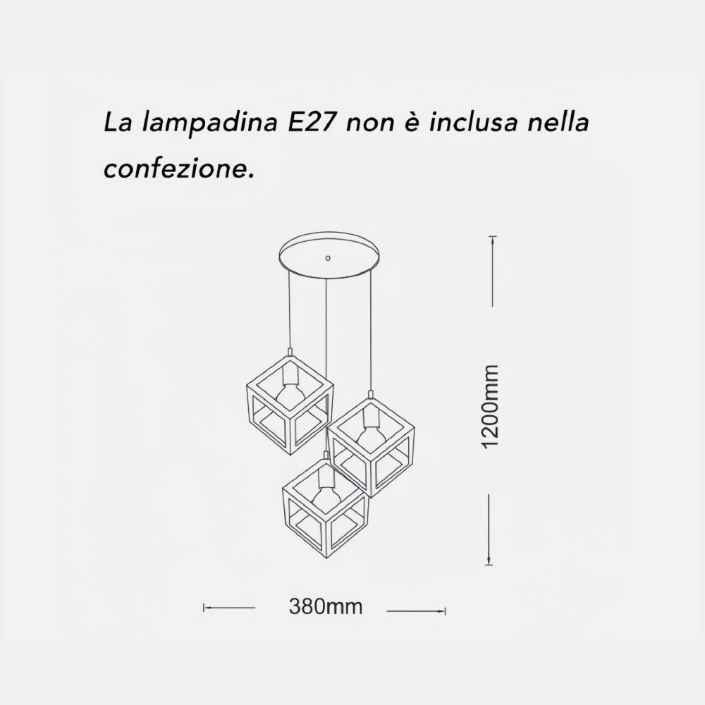 Lampadario a sospensione moderno tortora 3 luci E27 cucina cameretta ingresso