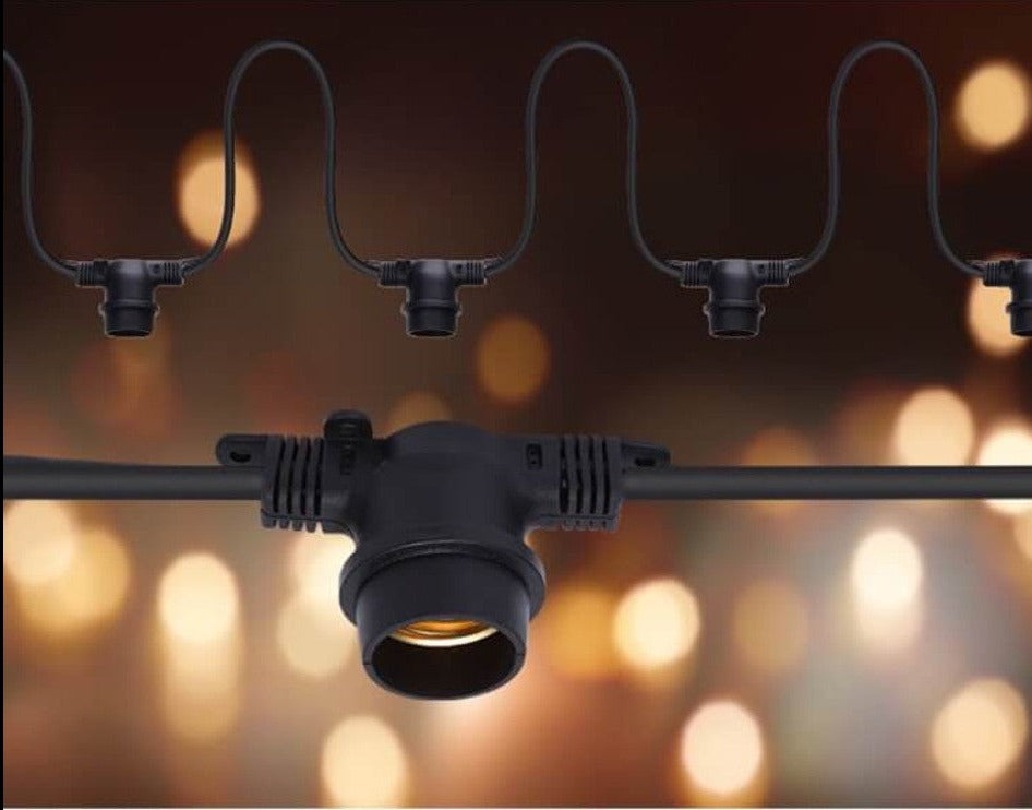 Catena luminosa da esterno impermeabile luci da giardino portalampada E27 11mt nero