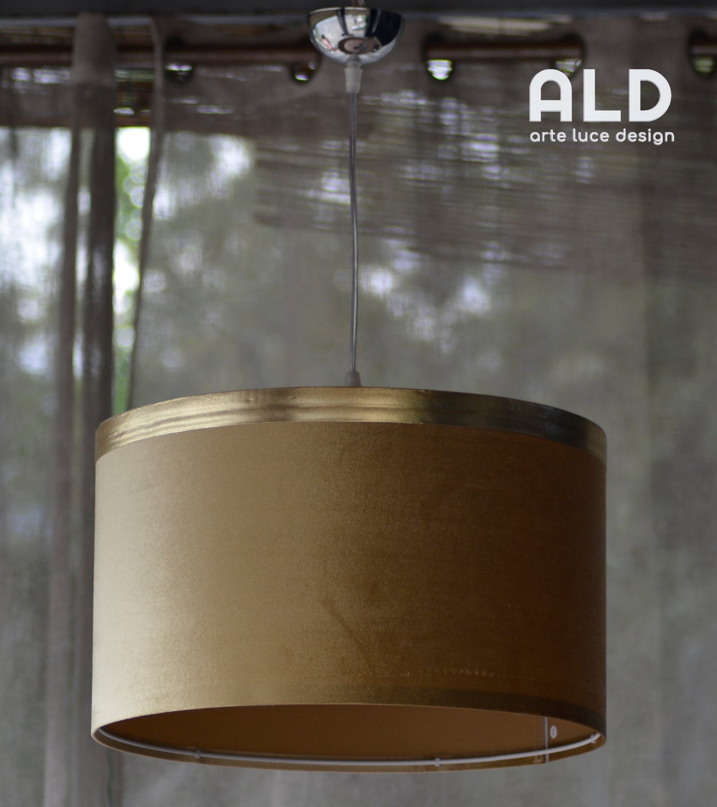 lampadario a sospensione moderno con paralume in tessuto oro lampada e 27