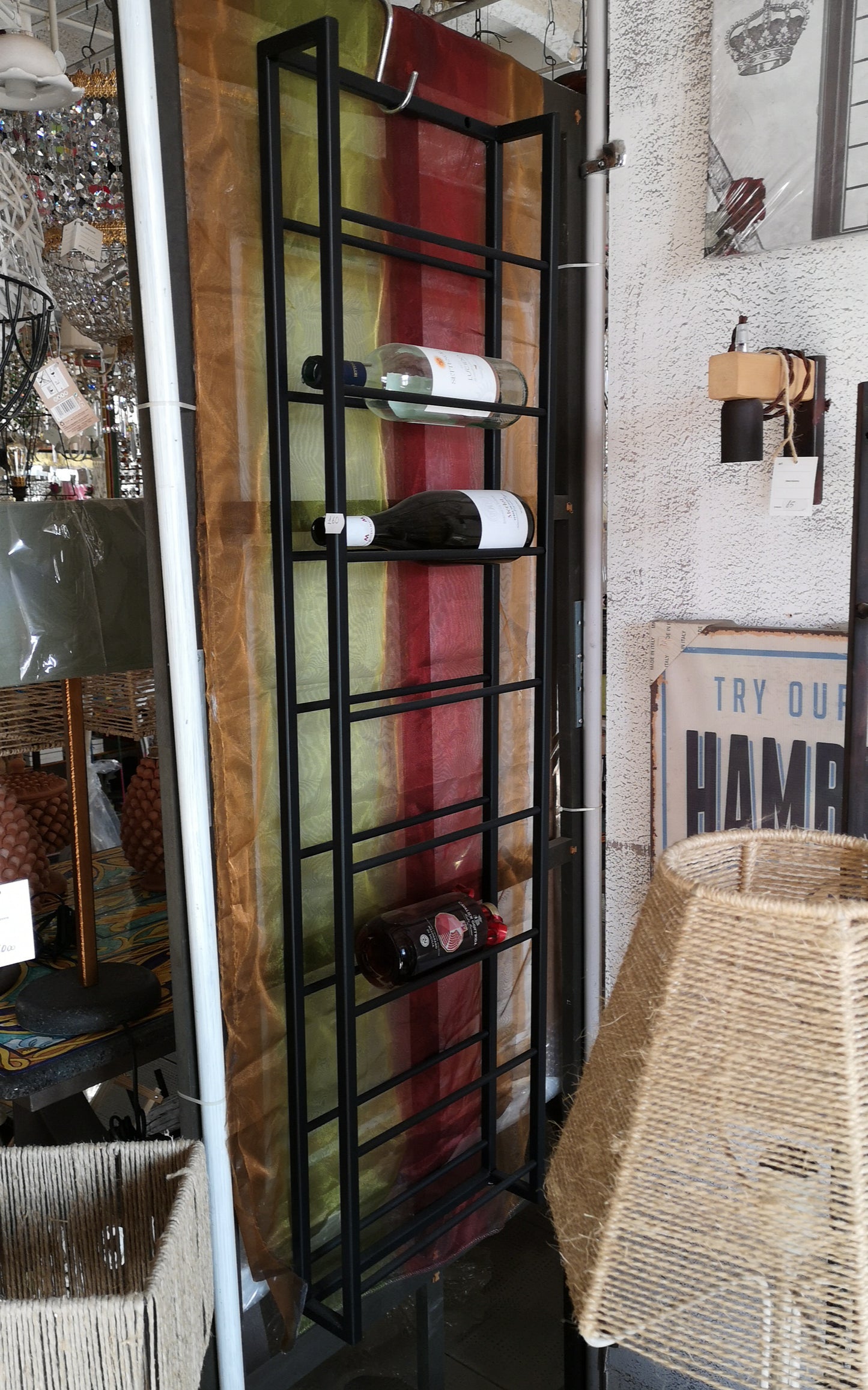 portabottiglie vino da parete in ferro stile industrial cantina porta bottiglie 8 posti