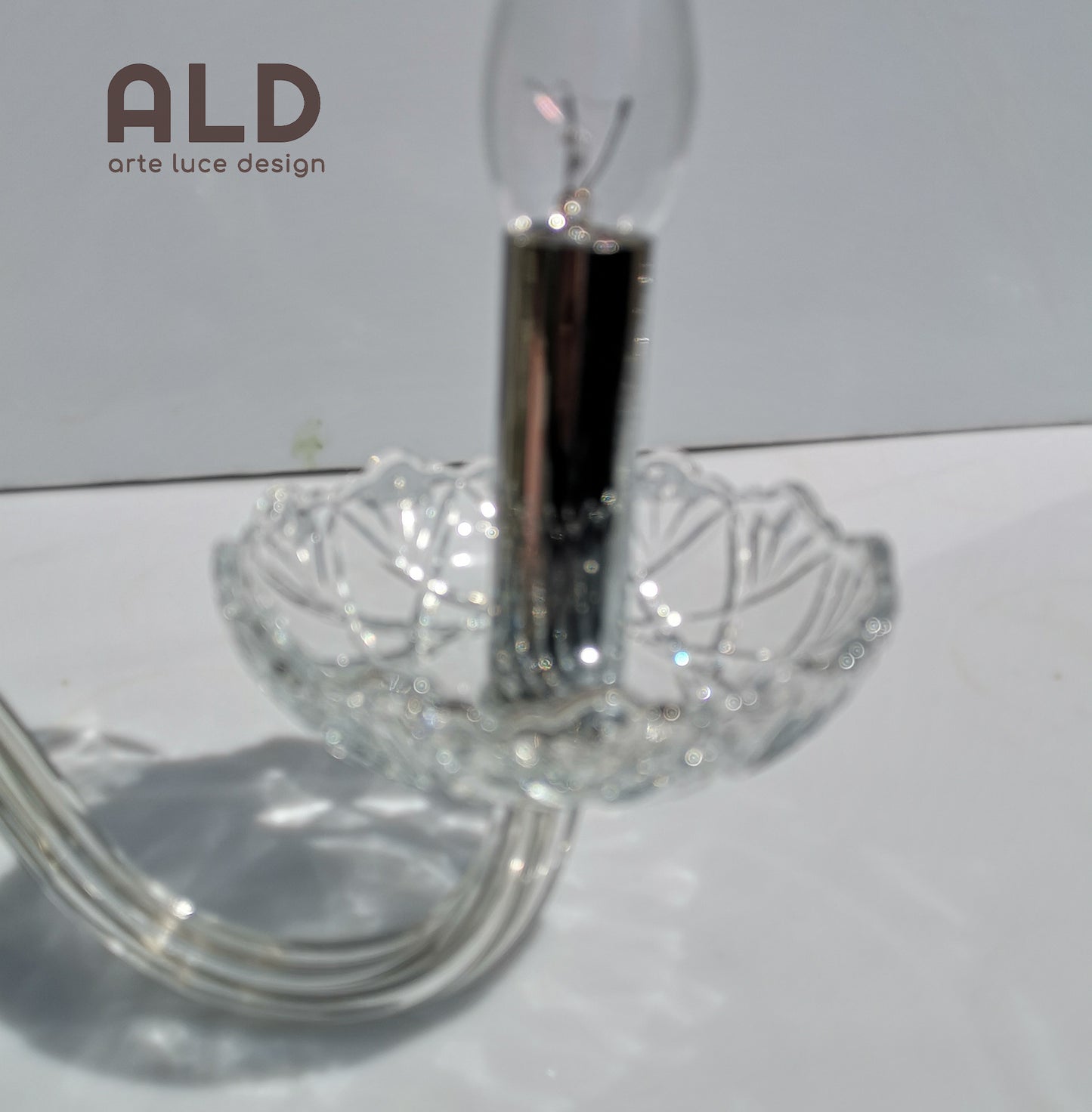 Bobeche tazza porta lampada vetro cristallo bordi ondulati ricambio lampadario