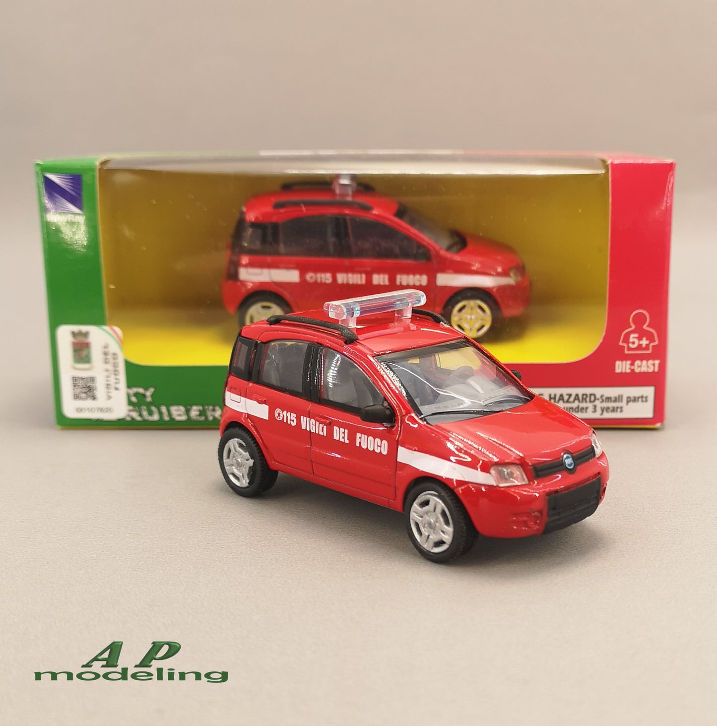 modellino auto 1/43 fiat panda vigili del fuoco pompieri modellini new ray