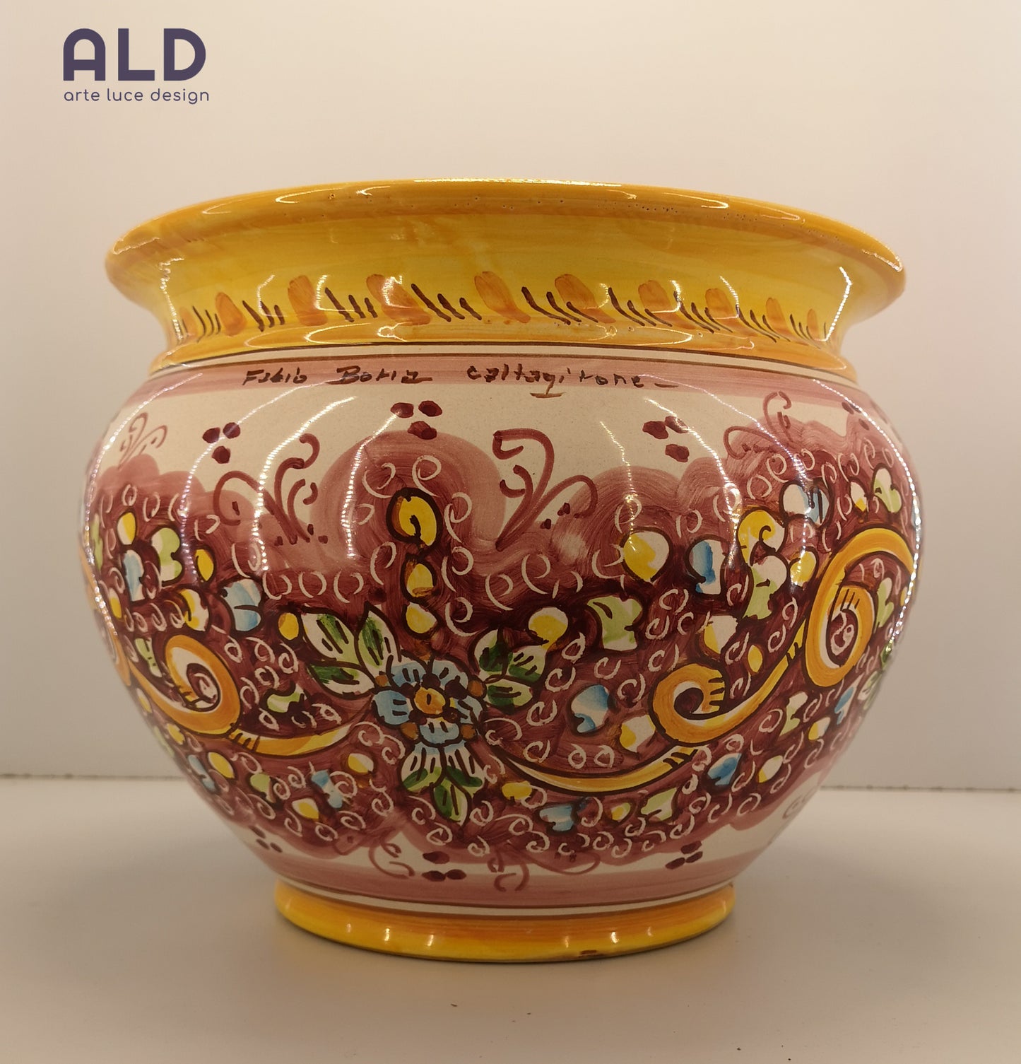 Vaso porta piante in ceramica di Caltagirone cachepot da giardino dipinto a mano