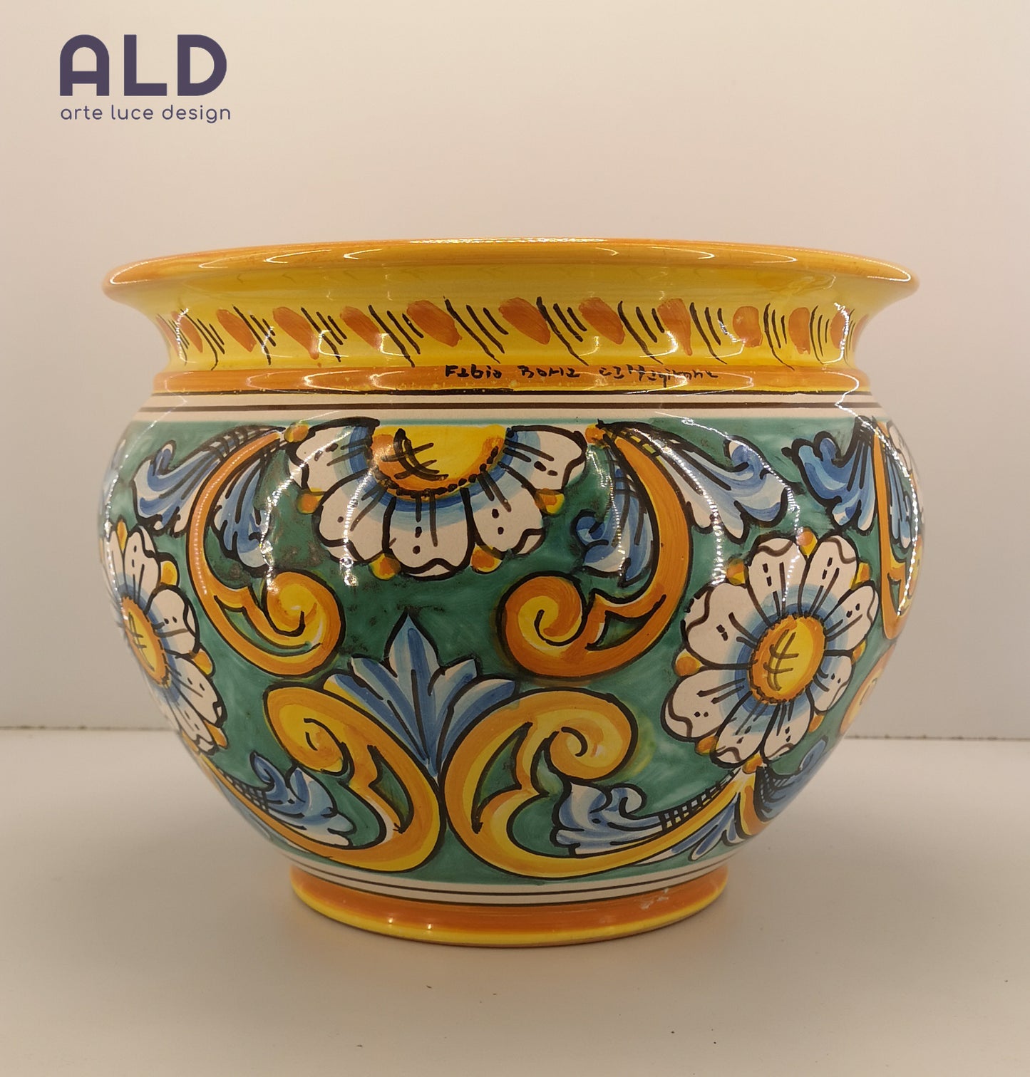 Vaso porta piante in ceramica di Caltagirone cachepot da giardino fantasia fiori
