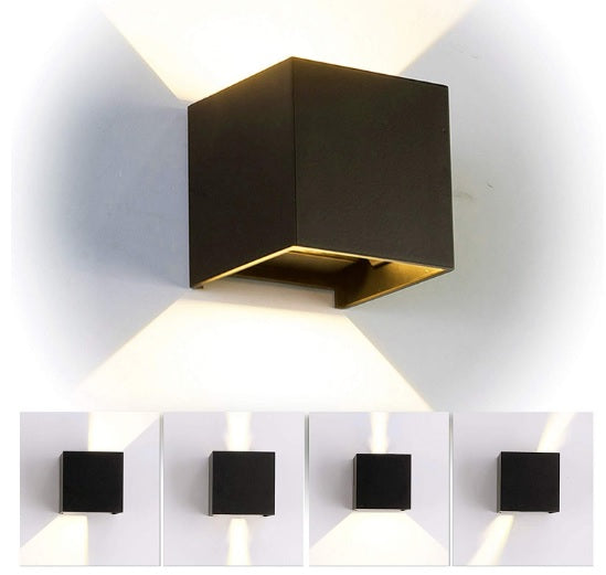 Applique led nero da esterno da parete IP65 a doppia emissione di luce 12w