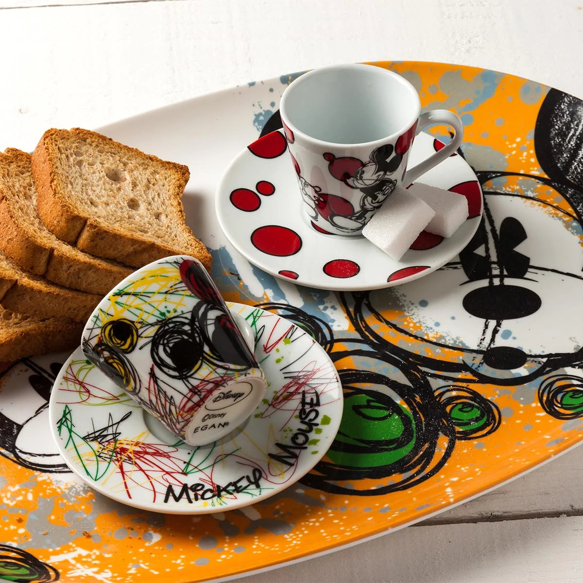 Set tazzine caffè con piattino in ceramica Walt Disney topolino collezione Egan