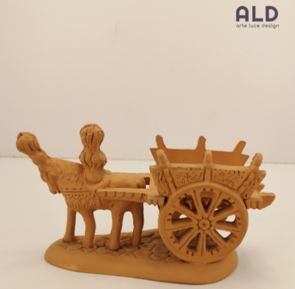 Carretto siciliano soprammobile in terracotta rossa grezza decorazione fai da te