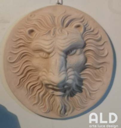 Fregio da parete testa di leone in terracotta grezza decorazione murale da muro