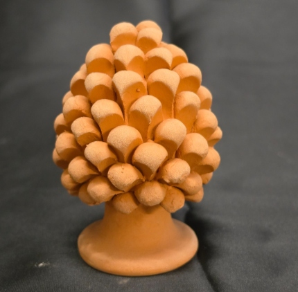 Soprammobile siciliano Pigna portafortuna in terracotta rossa grezza h 10cm