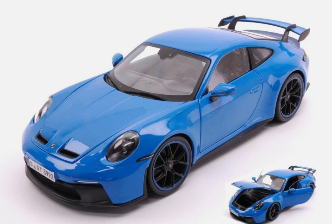 modellino auto scala 1/18 Porsche 911 gt3 blu modellini della Maisto