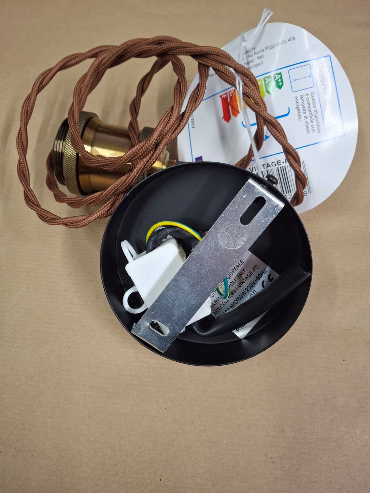Sospensione vintage bronzo ricambio lampadario porta lampada E27 per vetri