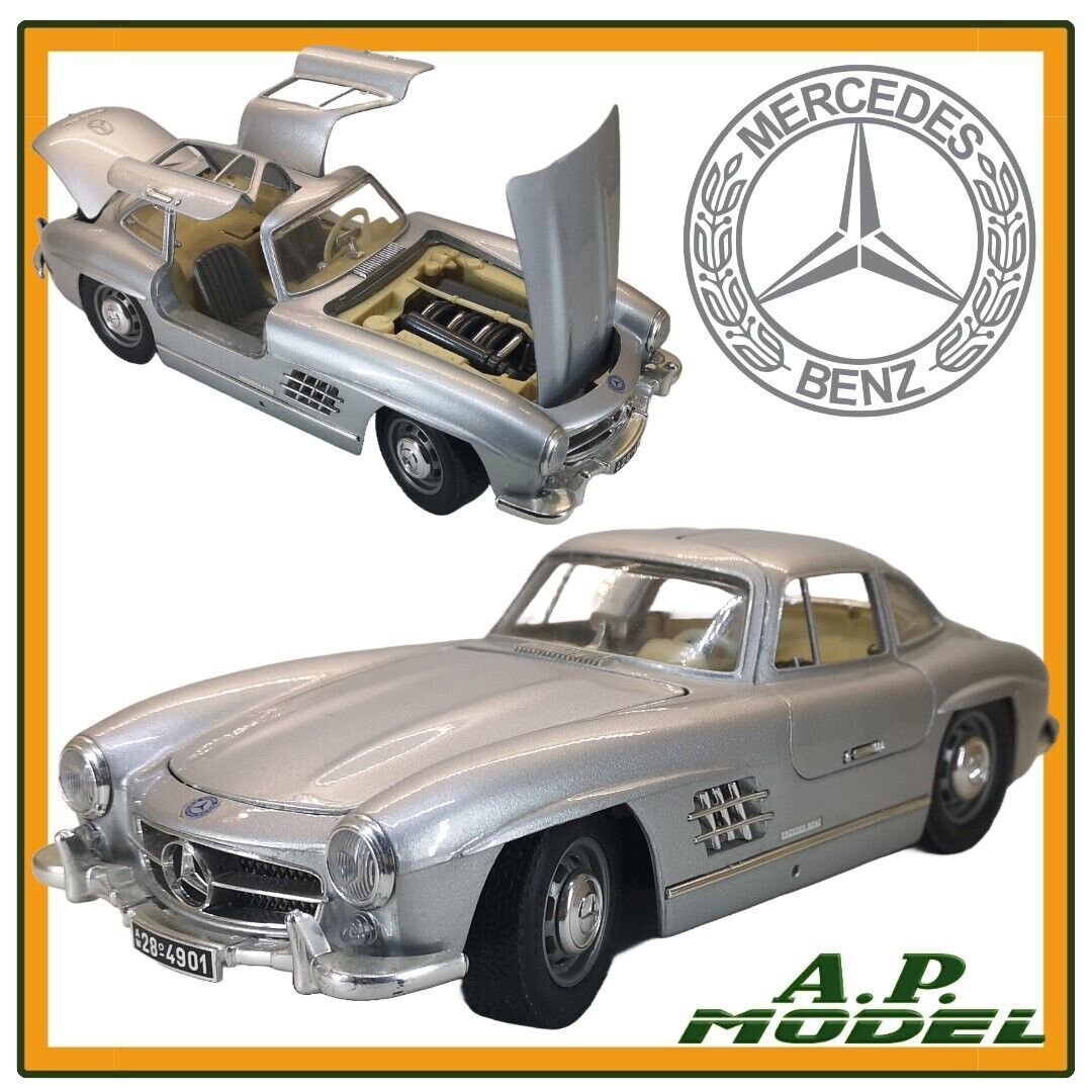 MERCEDES BENZ 300 SL 1954 #428 noir 1/18 BURAGO - Label Emmaüs MERCEDES BENZ 300 SL 1954 #428 noir 1/18 BURAGO - Label Emmaüs