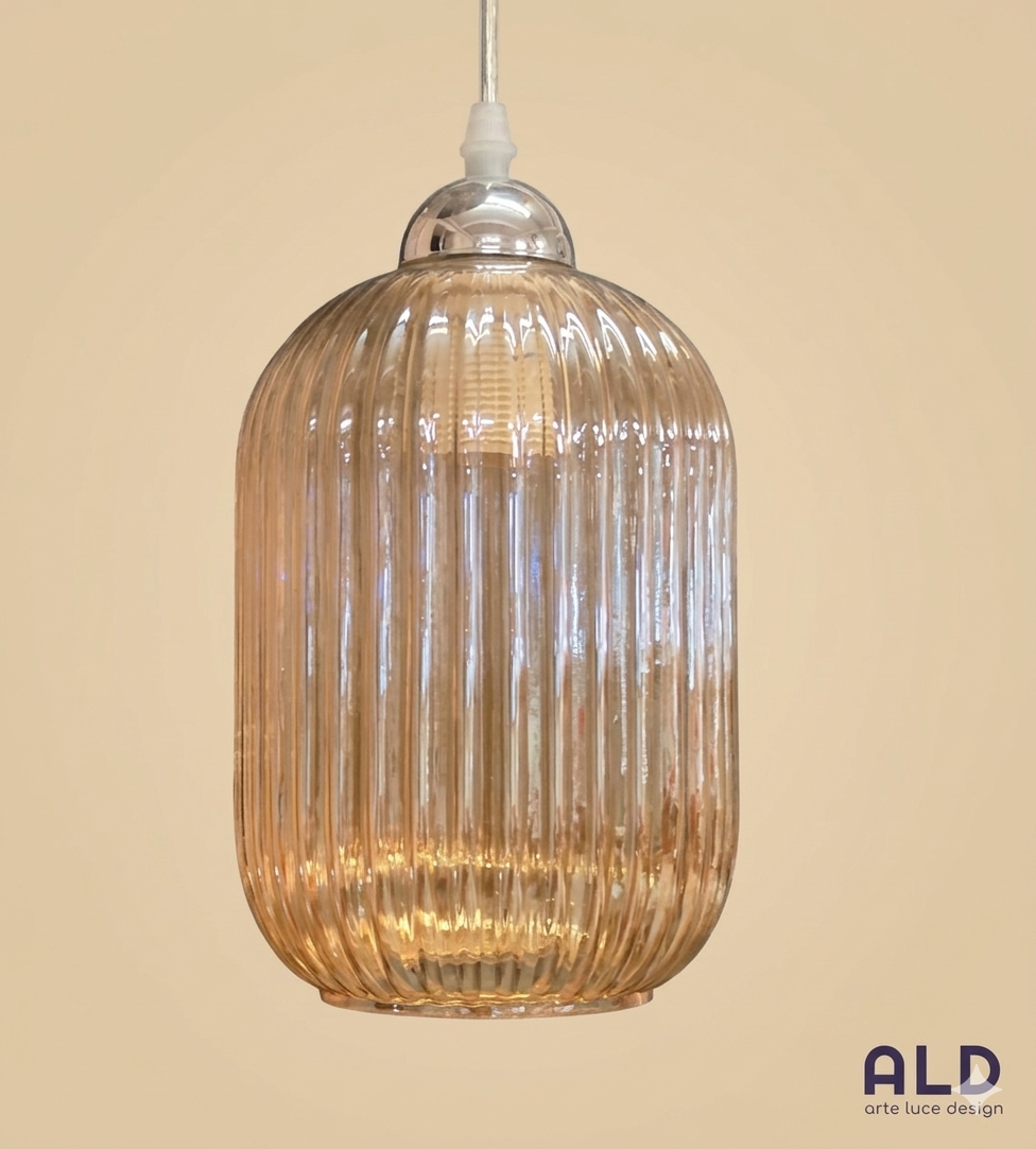 Lampadario a sospensione da cucina pendel moderno a 3 luci E27 vetro ambra