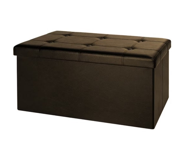 Pouf Contenitore Imbottito 120 L - Panca Pieghevole Con Separatori Marrone - Foto 5