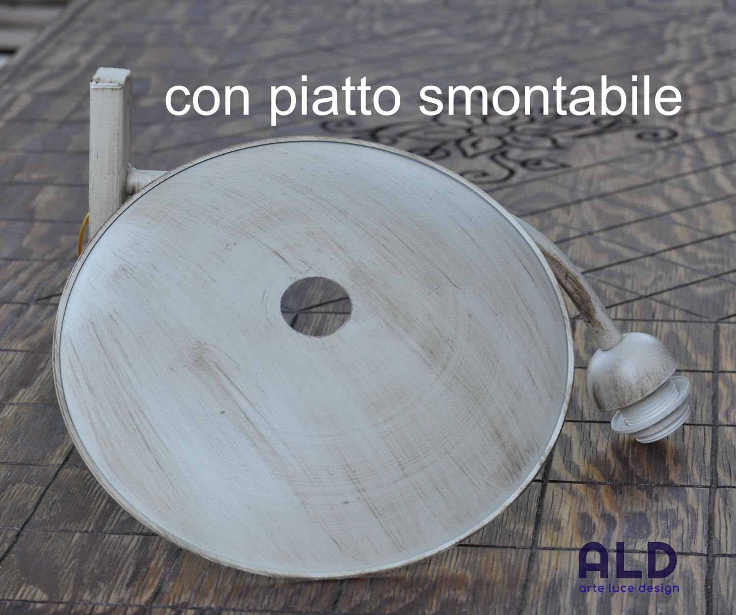 applique a parete in ferro con braccio con piatto stile shabby chic da interno o esterno