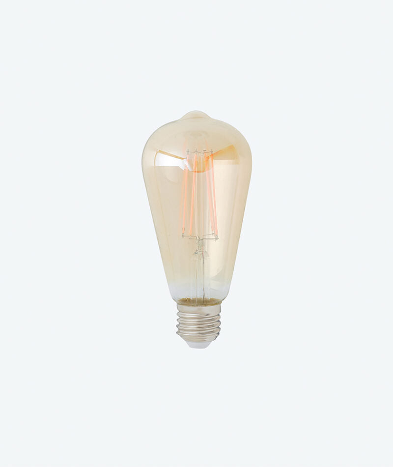 Lampadina LED filamento 7w luce calda 2500k attacco E27 vetro ambrato vintage