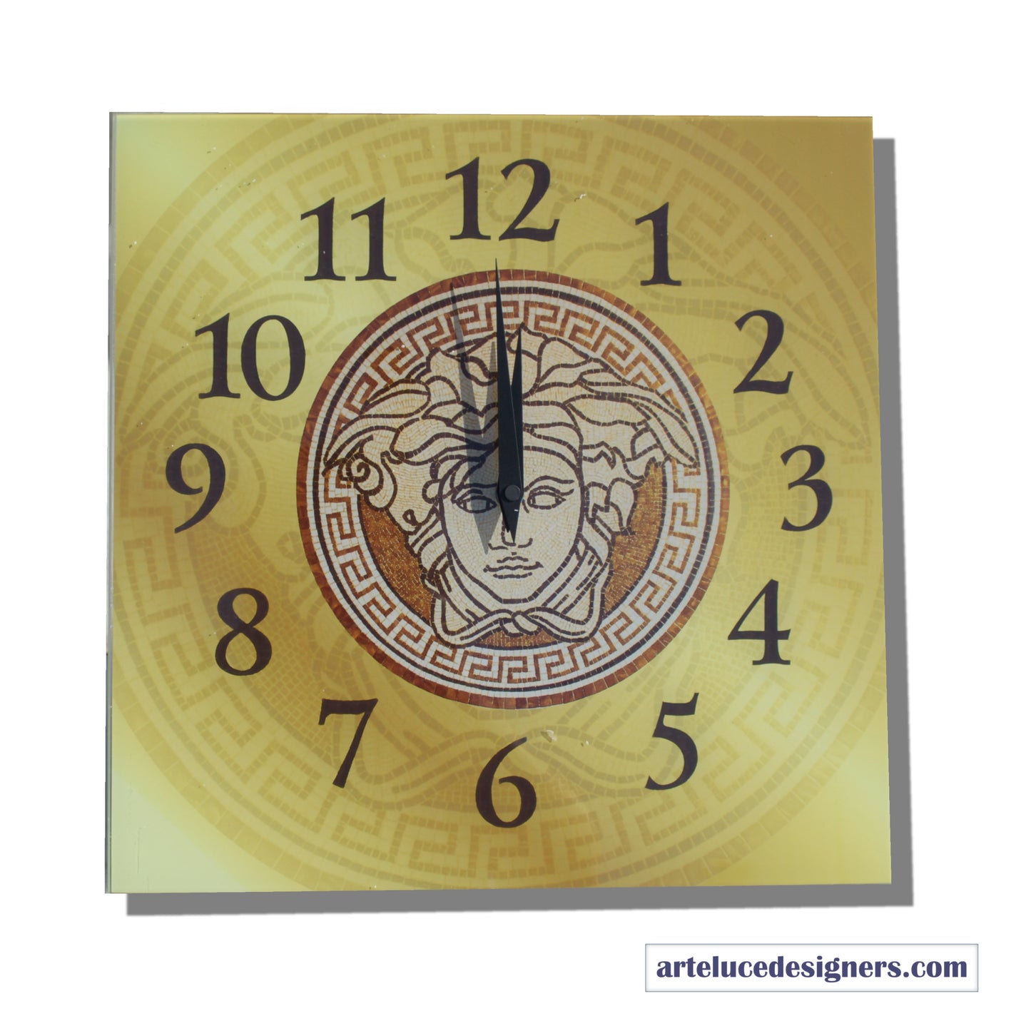 Orologio quadrato da parete classico moderno in vetro da cucina soggetto medusa