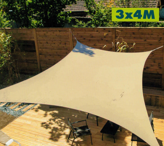 vela telo tenda ombreggiante rettangolare 3x4 metri beige parasole da giardino