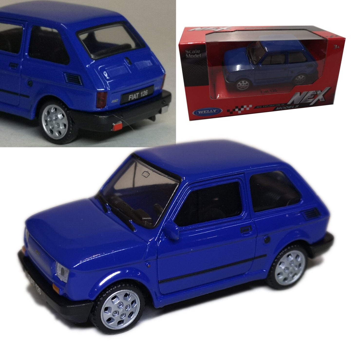 auto modellino 1:43 fiat 126 della welly nex modellini da collezione die cast blu