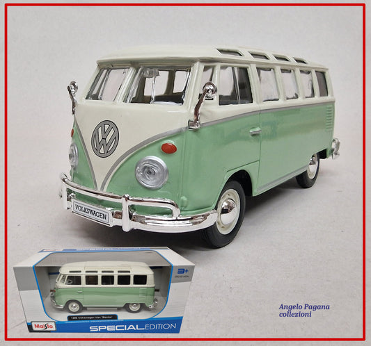 modellino fugone vintage Volkswagen van samba vw t1 scala 1:25 modellini 1/24