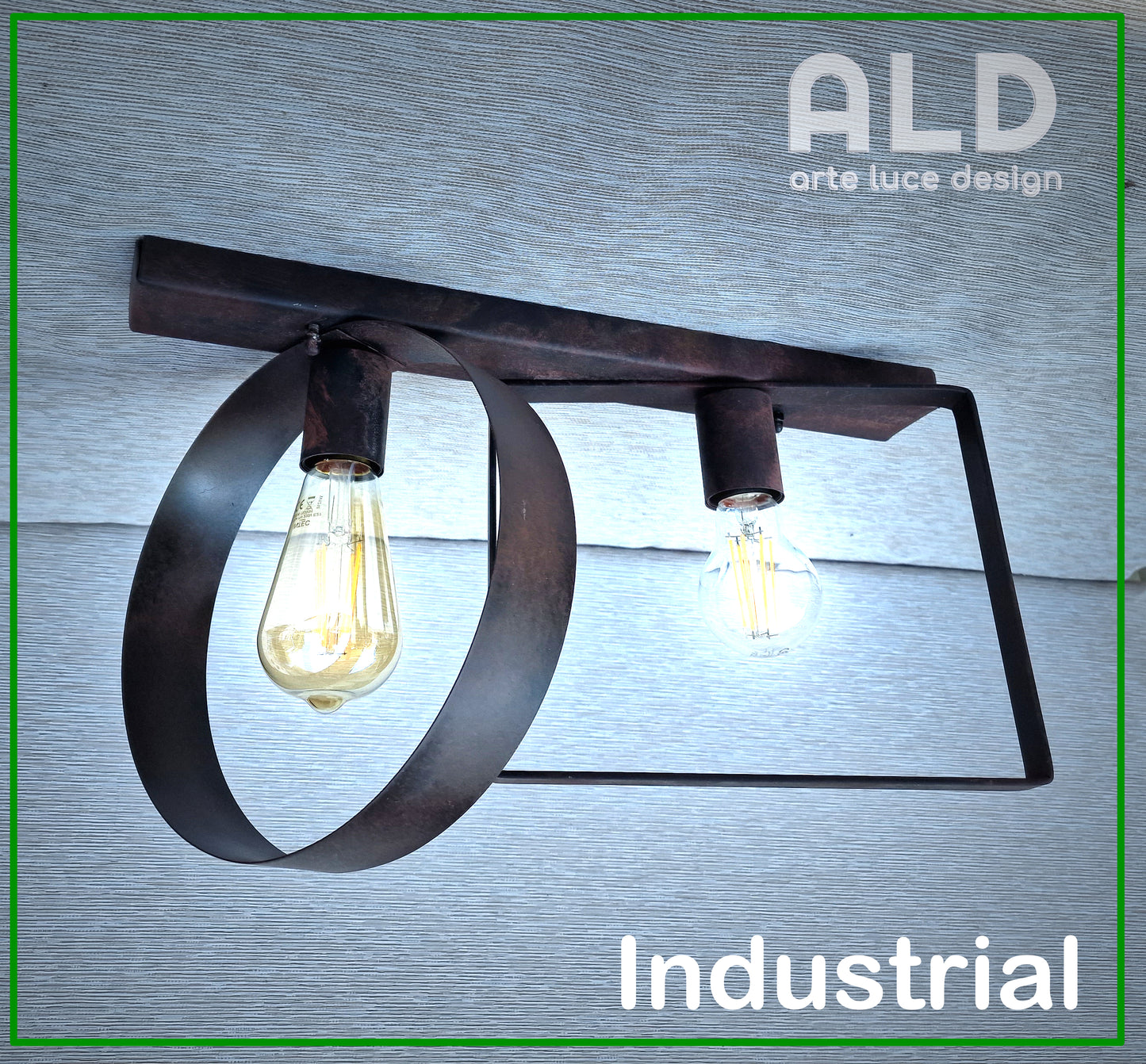 Plafoniera industrial lampada da soffitto moderna stile vintage retrò 2 luci E27