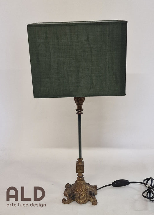 Lampada classica da tavolo lumetto da comodino lume camera da letto in ottone