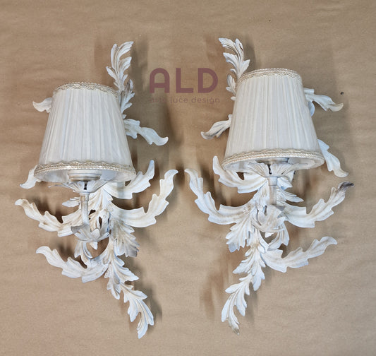 Coppia di applique 1 luce in stile shabby chic per camera da letto ingresso e14