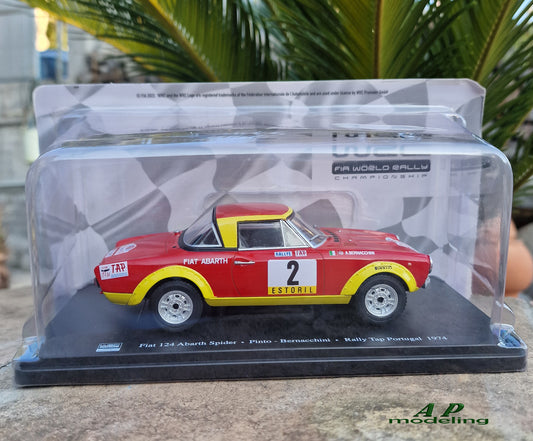 modellino auto scala 1/24 fiat 124 Abarth spider da rally del 1974 modellini