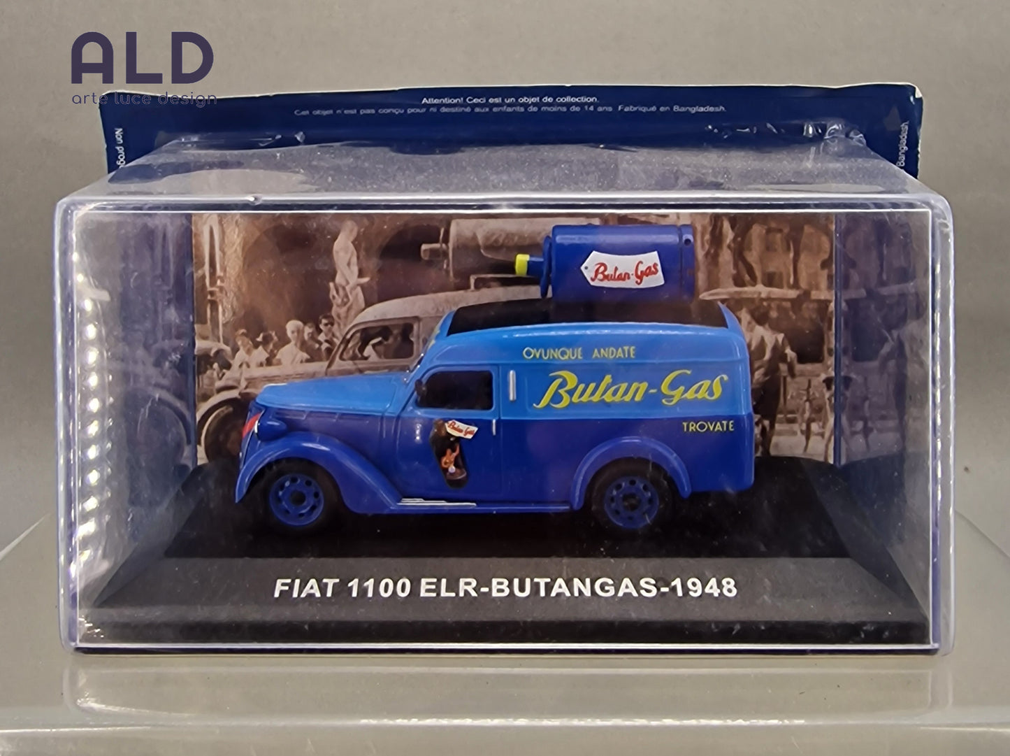 modellino furgone 1/43 Fiat 1100 ELR - butangas 1948 auto vintage pubblicità