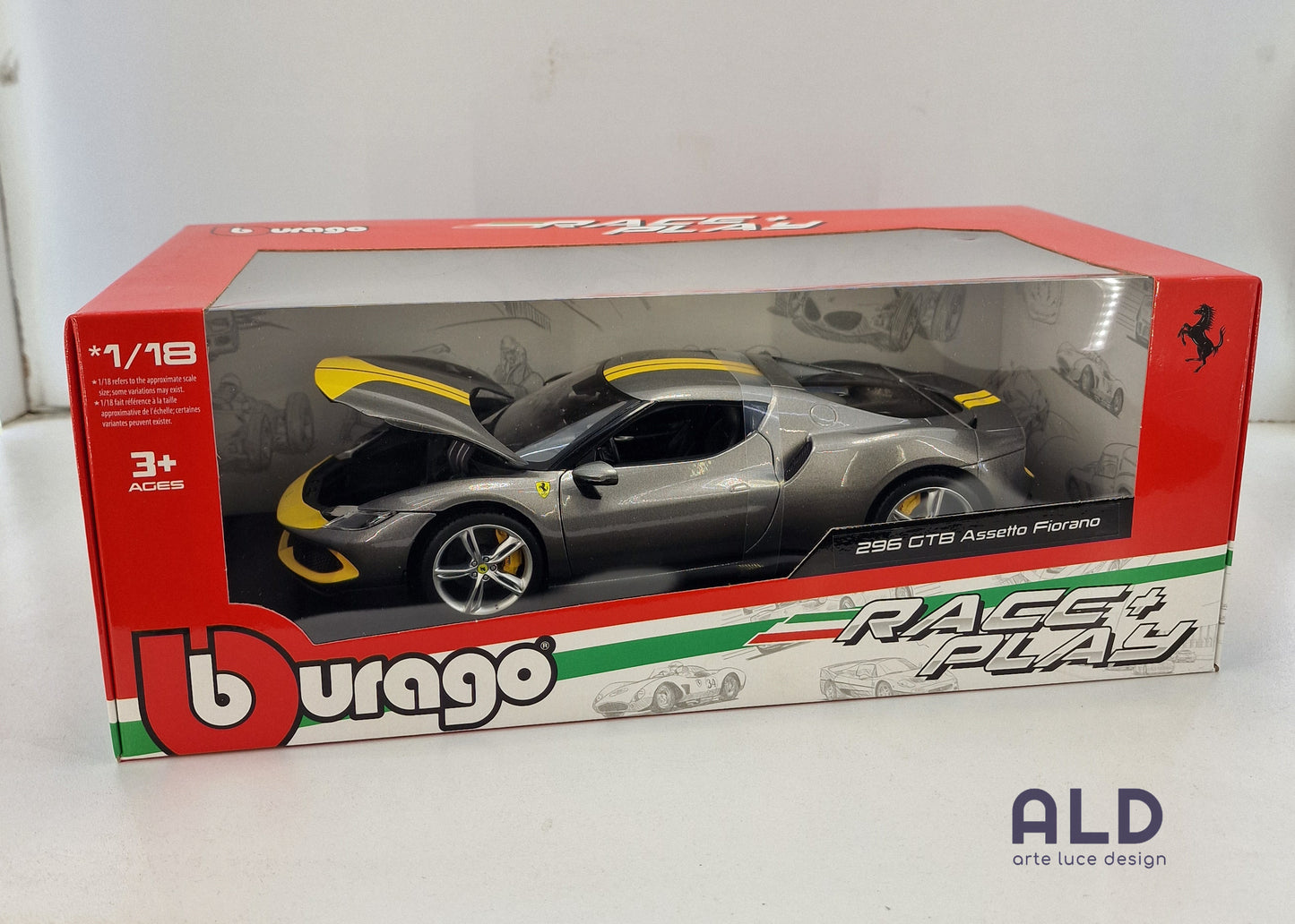 modellino auto scala 1/18 ferrari 296 GTB assetto fiorano della bburago die cast
