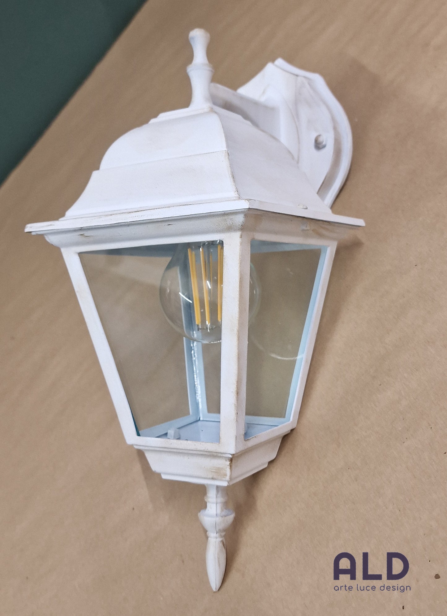 lanterna esterno applique classico da muro basso in alluminio bianco shabby chic