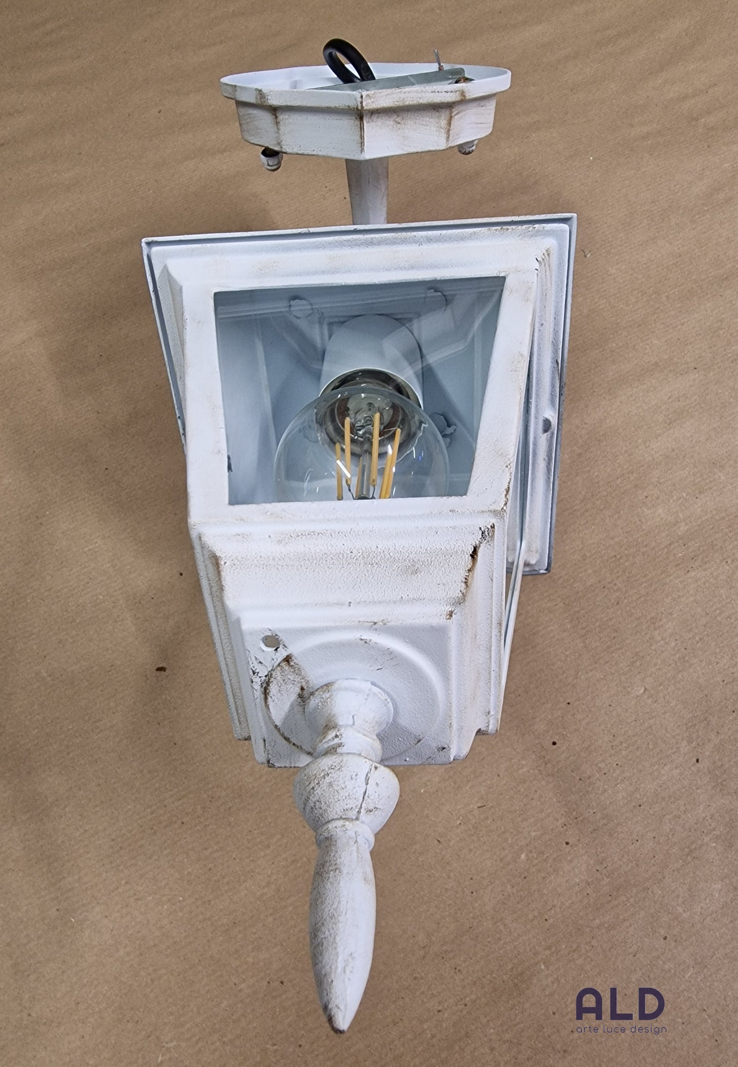 lanterna esterno applique classico da muro basso in alluminio bianco shabby chic