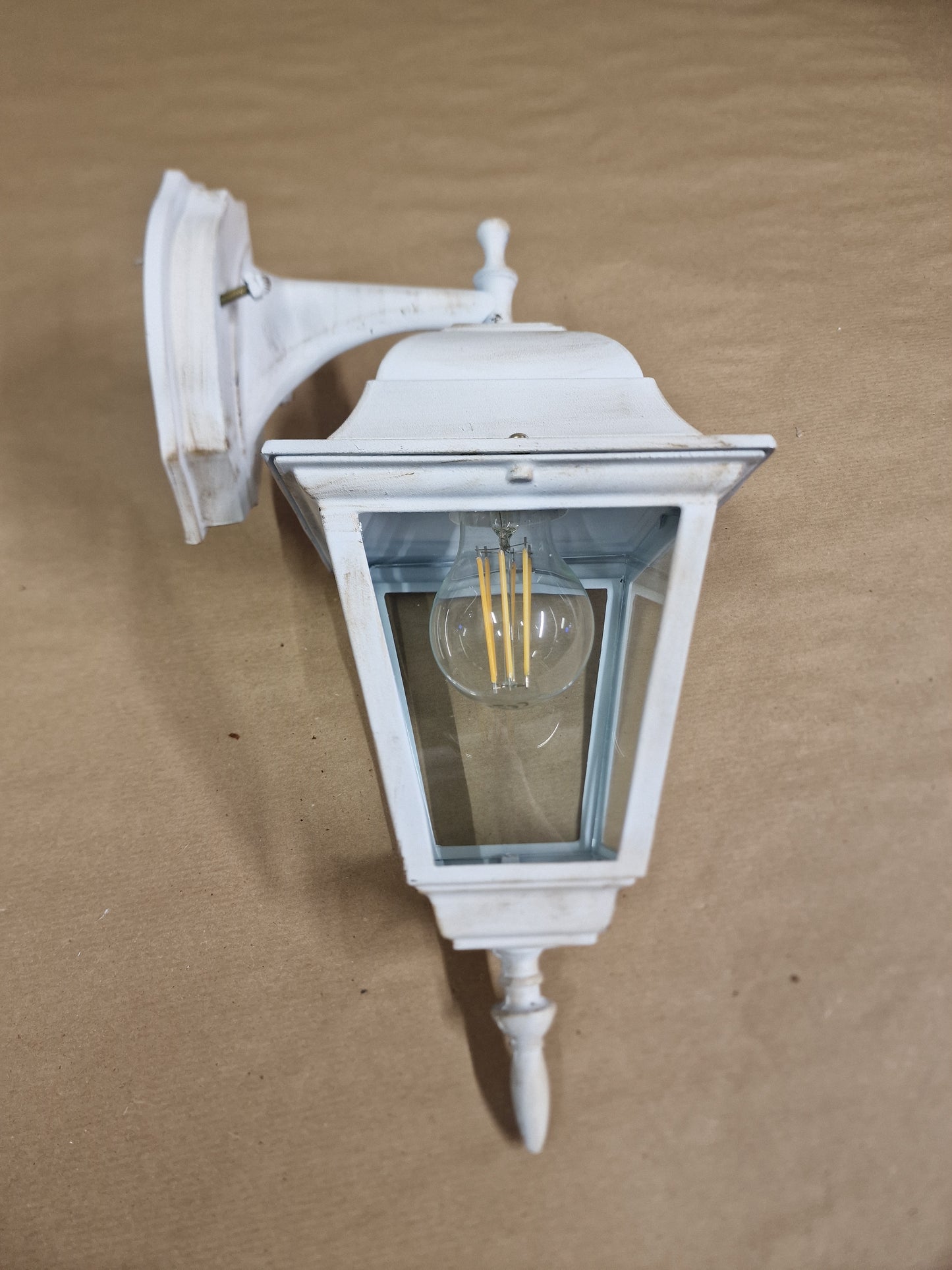 lanterna esterno applique classico da muro basso in alluminio bianco shabby chic