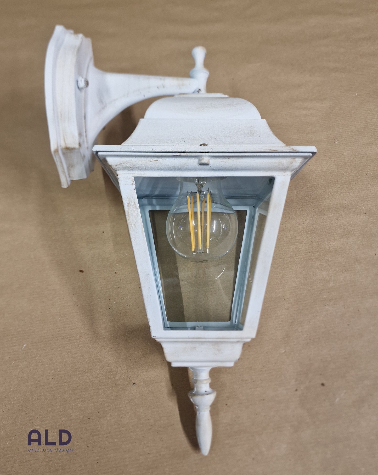 lanterna esterno applique classico da muro basso in alluminio bianco shabby chic