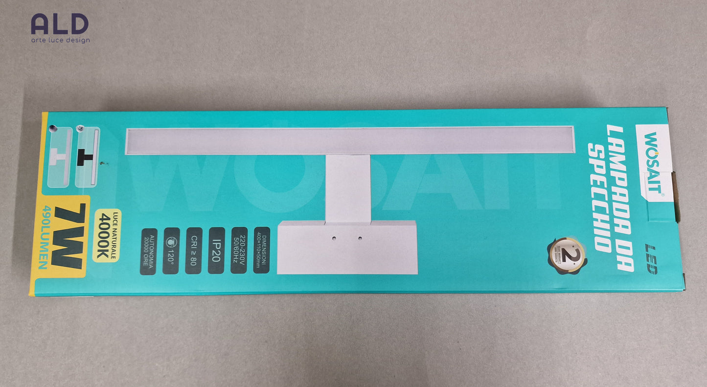 Lampada led da specchio alluminio bianco applique da bagno spot per interno 7w