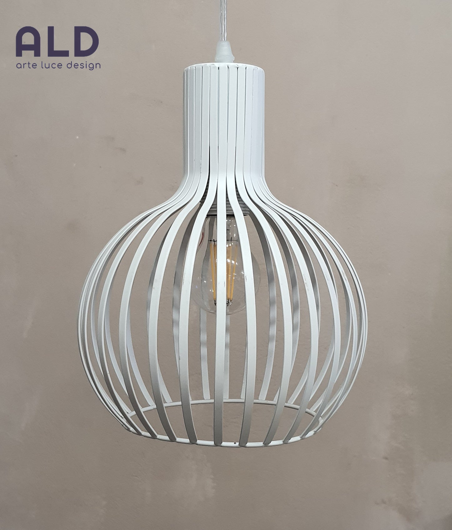 Sospensione moderna a 1 luce E27 lampadario bianco da cucina paralume traforato