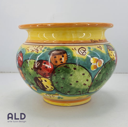 Vaso in ceramica di Caltagirone caspo porta piante cachepot siciliano