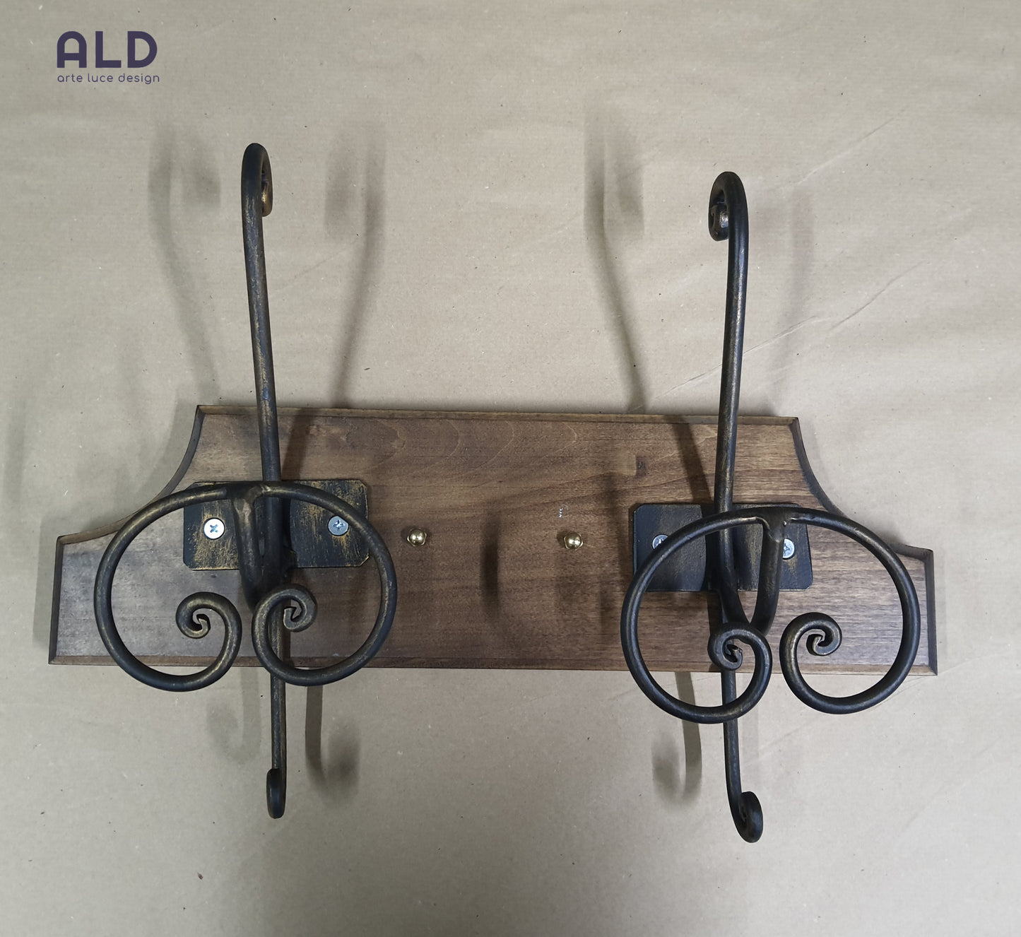 Appendi abiti da parete appendino a 2 posti bronzo attaccapanni in ferro battuto