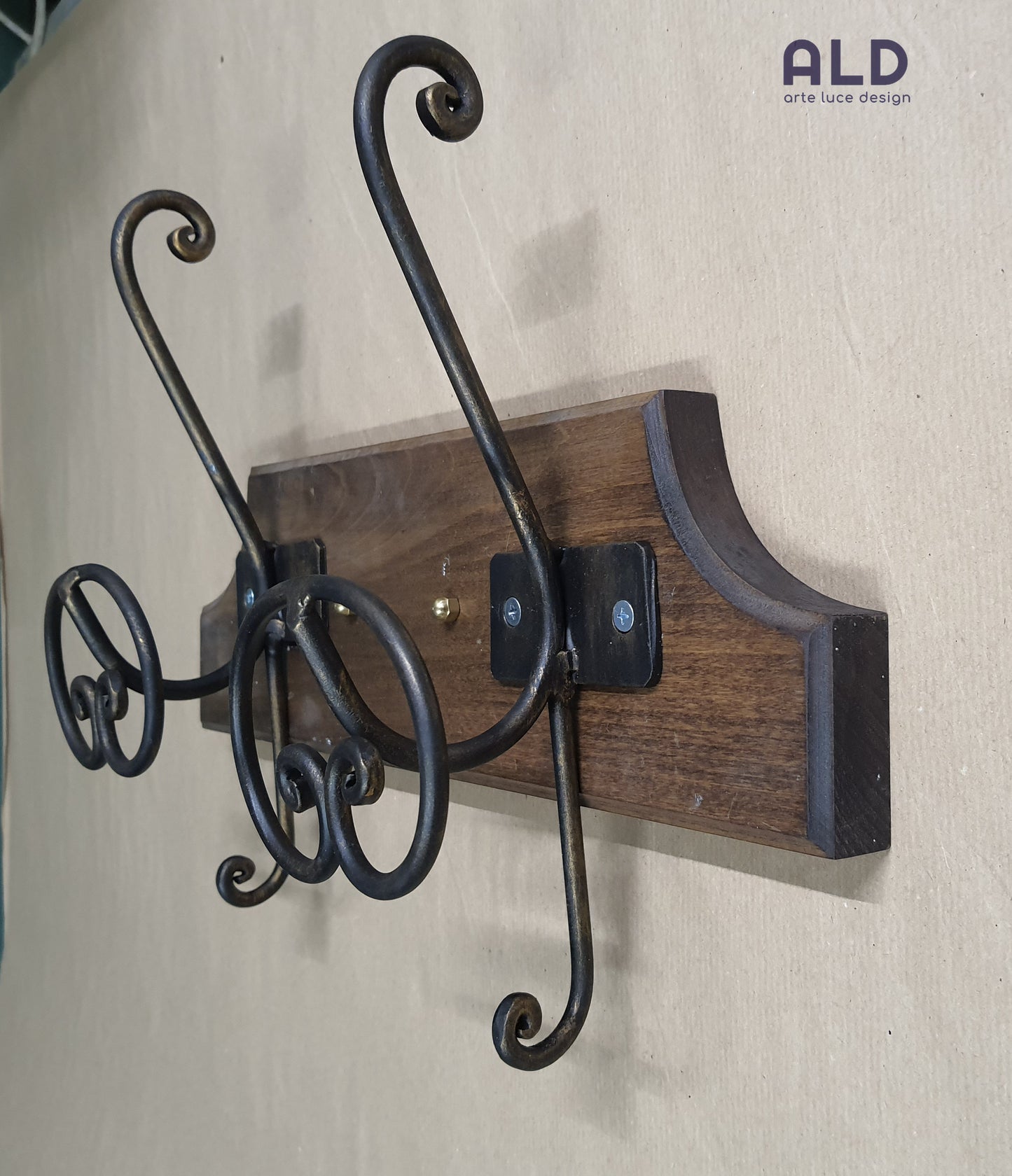 Appendi abiti da parete appendino a 2 posti bronzo attaccapanni in ferro battuto