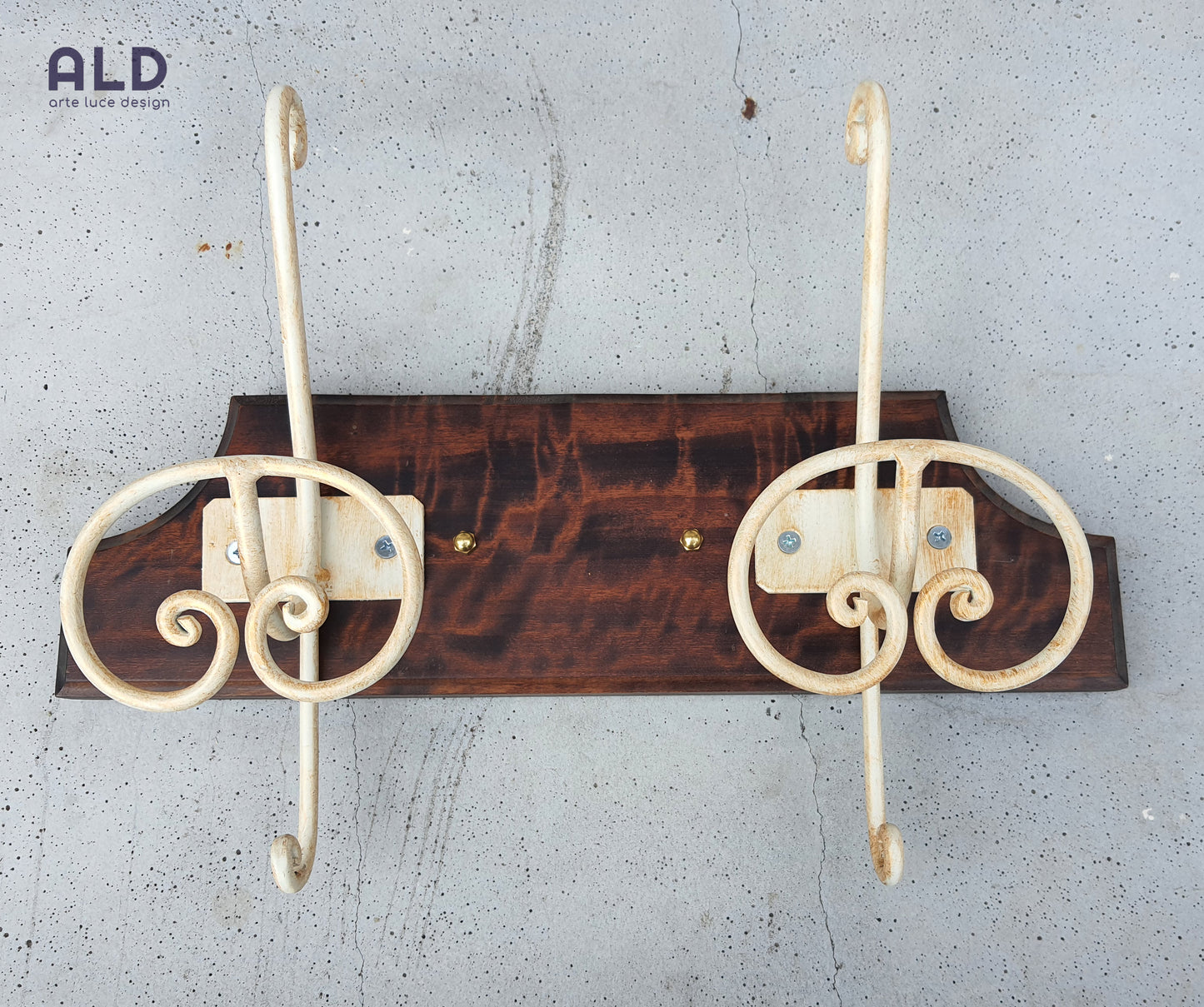 Appendi abiti da parete appendino a 2 posti avorio attaccapanni in ferro battuto