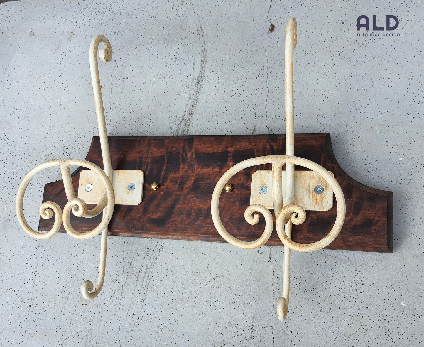 Appendi abiti da parete appendino a 2 posti avorio attaccapanni in ferro battuto