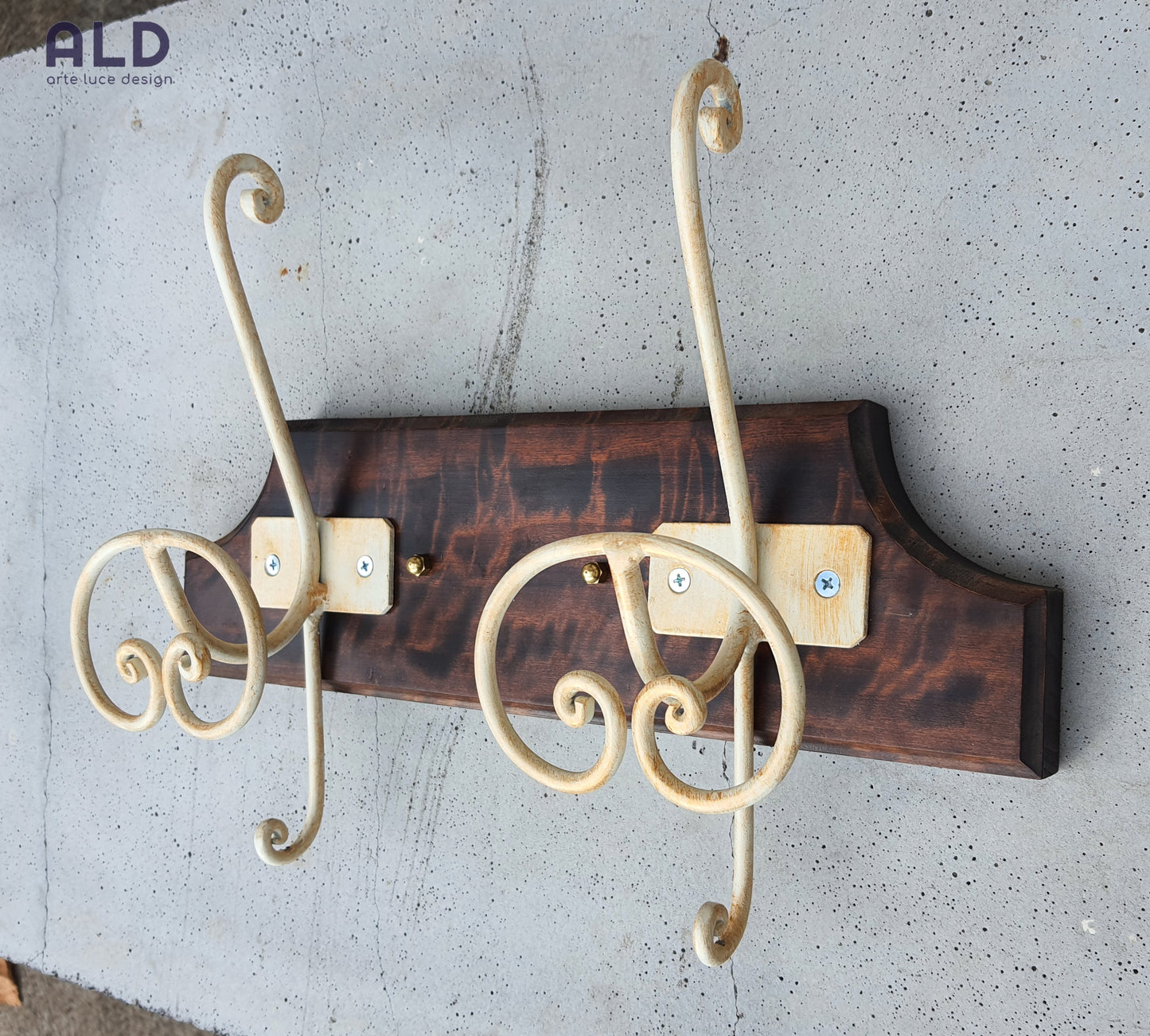 Appendi abiti da parete appendino a 2 posti avorio attaccapanni in ferro battuto