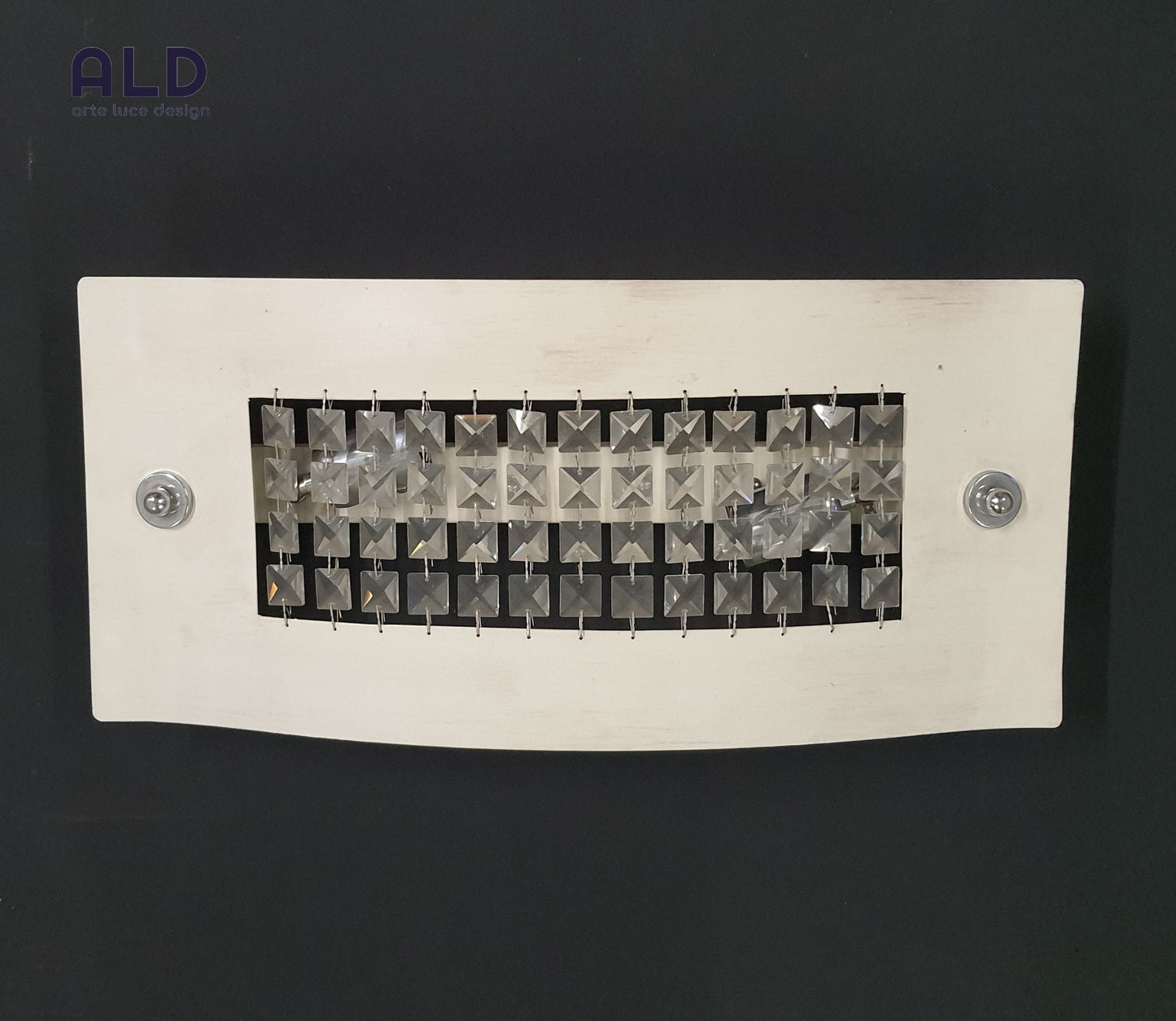 Plafoniera  in metallo avorio e strass 2 luci E27 lampada da parete moderna