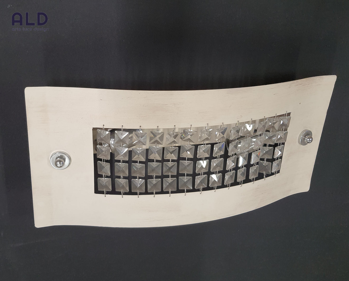 Plafoniera  in metallo avorio e strass 2 luci E27 lampada da parete moderna