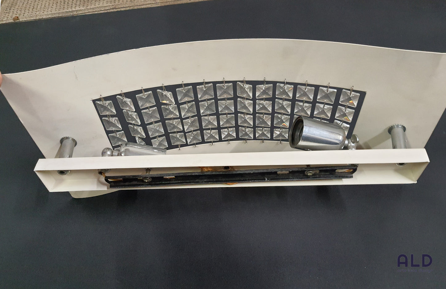 Plafoniera  in metallo avorio e strass 2 luci E27 lampada da parete moderna