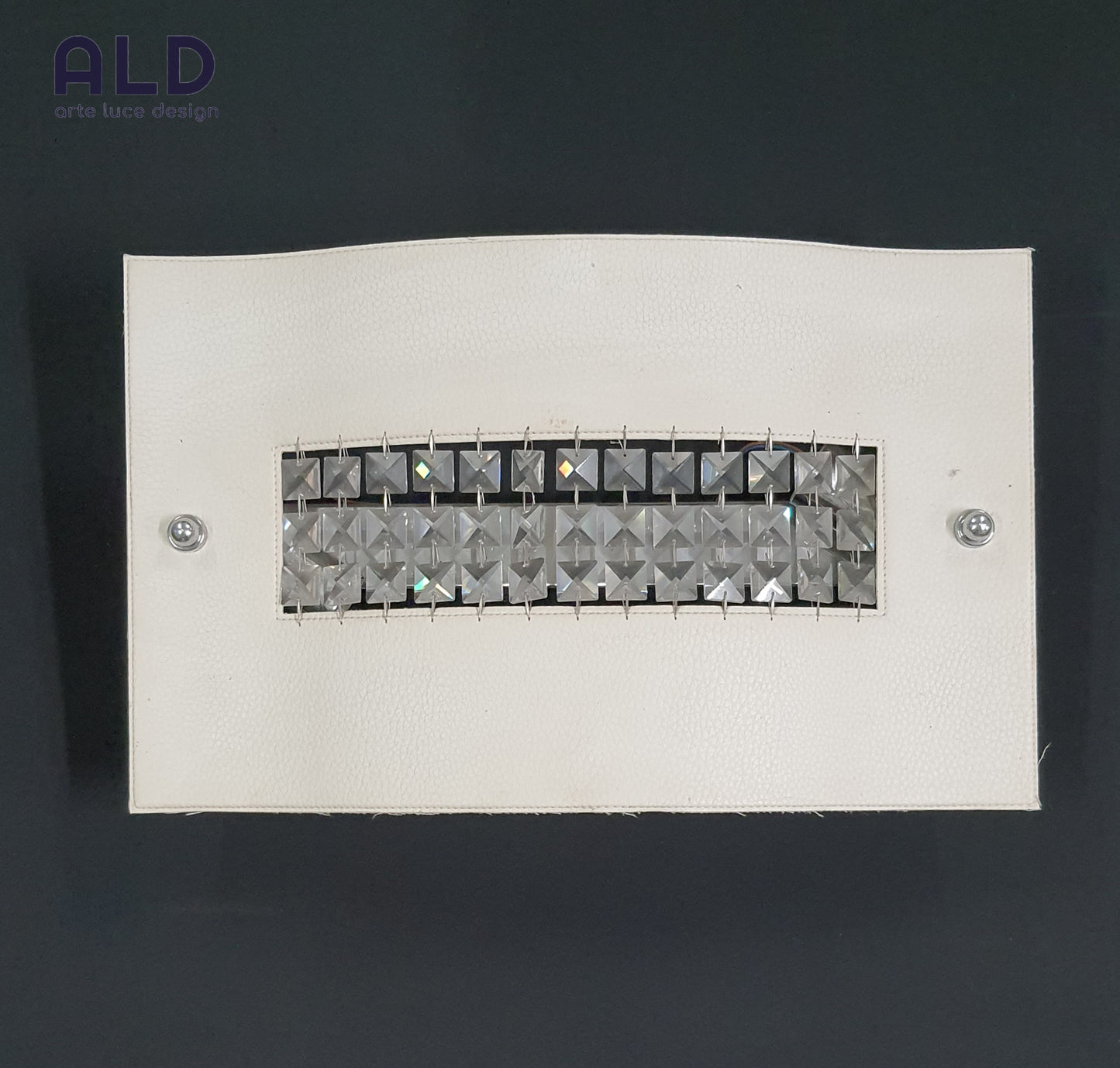 Plafoniera  in ecopelle bianca e strass 2 luci E27 lampada da parete moderna